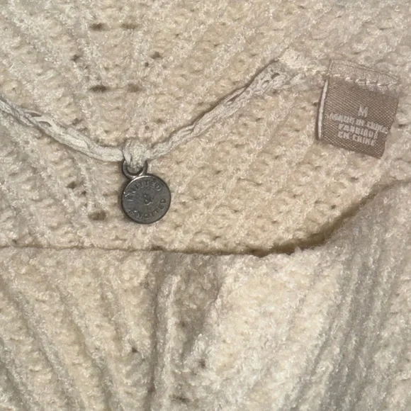 Anthropologie Knitted & Knotted Ivory Sweater Faux Fur Balloon Sleeves Size M - Picture 8 of 8